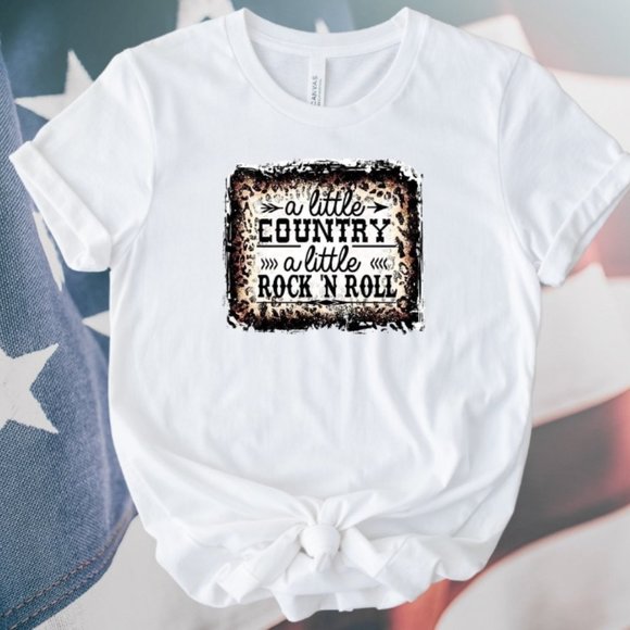 Graphic T-shirt  Little Country A Little Rock & Roll - Picture 1 of 2